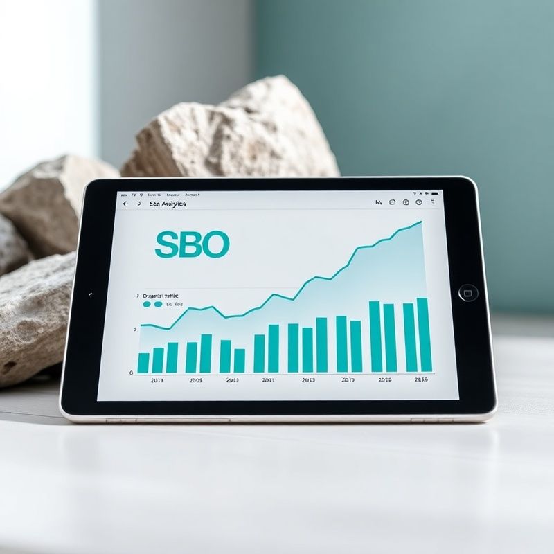 Prikaz SEO analitičnih grafov s krivuljo rasti organskega prometa